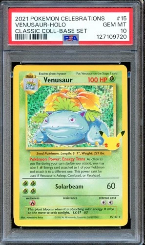 PSA 10 Venusaur 15/102 Celebrations Classic Collection Pokemon Card GEM MINT