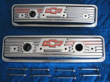 350 Ho Chevy Ribbed Bowtie Chrome Valve Covers Setoff Fact. Gm Crate Eng.