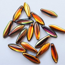 5x16mm Dagger 25 beads Magic Copper Czech Glass Beads