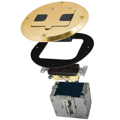6239BP Floor Kit with Recessed Duplex 15A TR Device and Adjustable Steel Box, 1-