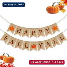Happy Fall Yall Burlap Banner for Mantel Thanksgiving Decorations Autumn Sign De