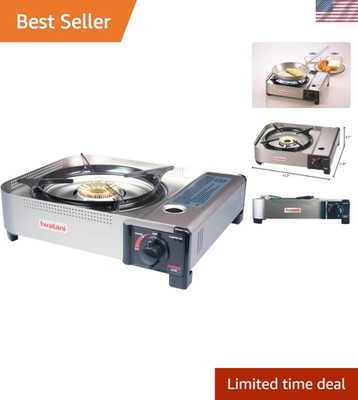 Ultra-Efficient Portable Butane Burner with Safety Shut-Off & Windbreaker