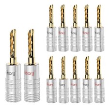 12pcs 24K Gold Plated 4mm HIFI Audio BFA Banana Plug screws locking Connector