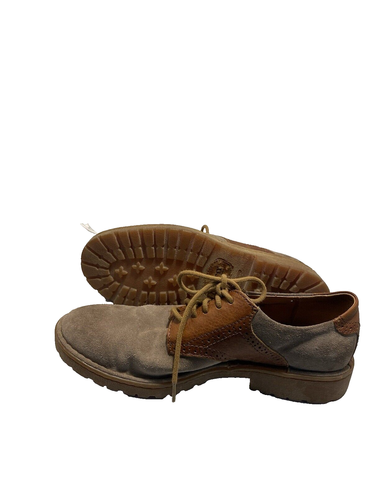 SAOLA Scarpe Oxford BORN Saddle grigio scamosciato marrone pelle suola a strappo uomo taglia 8 M stringate