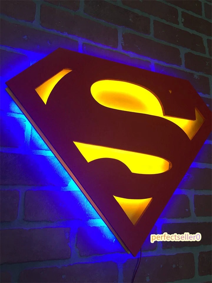 Liga de la Justicia Superman Logo 3D LED Luz Nocturna Lámpara Control Remoto Decorativo Foto 3 de 4