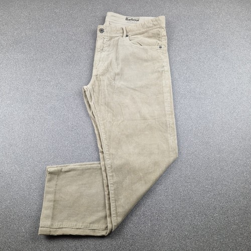 Barbour Trousers Mens W38 L32 Beige Essential Skinny Cord Pants Corduroy Country - Picture 2 of 14