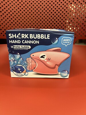 New Shark Bubble Blower Gun 2-Pack Blue Automatic Electronic Hand Cannon Open
