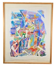 DIANE TANCHAK Original Vintage Signed MCM Abstract Mixed Media Collage Painting