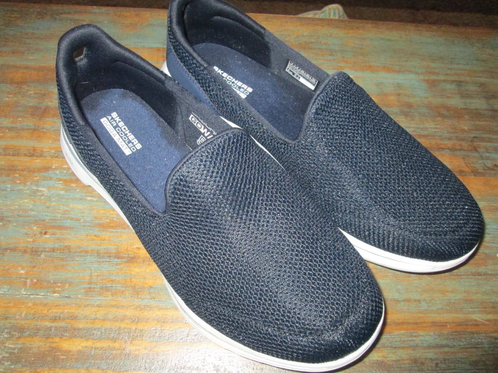 Skechers Go Walk Blue Air Cooled Goga Mat Shoes Womens Wide