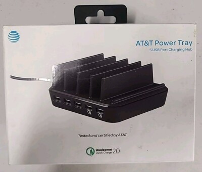 AT&T Power Tray 5-Port USB Charging Hub Qualcomm Quick Charge 2.0 Open Box