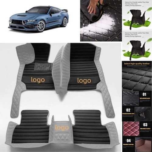 For Ford Mustang Car Floor Mats Luxury Custom Waterproof Carpets Cargo Liners - Picture 15 of 35