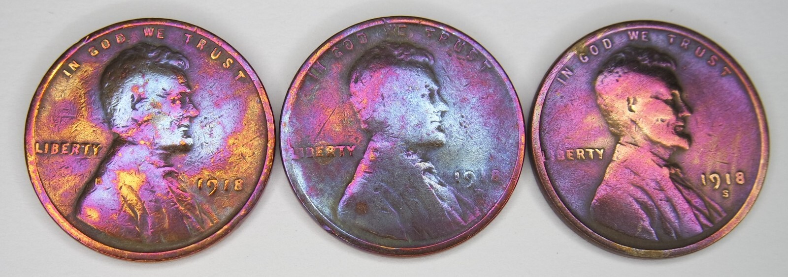 1918 P D S Lincoln Cent Wheat Penny Set **Beautiful Vintage Coin**