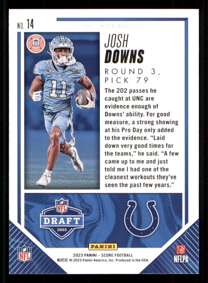 2023 Score NFL Draft #14 Josh Downs - Image 2 of 2