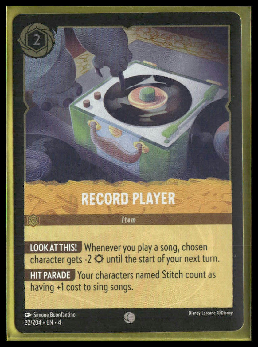 Vintage Foil Record Player #32/204 Ursula's Return Disney Lorcana TCG Card-image