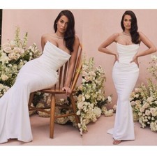 House of CB 'Esmee' Ivory Draped Strapless Bridal Gown Wedding Dress NWOT SIZE S