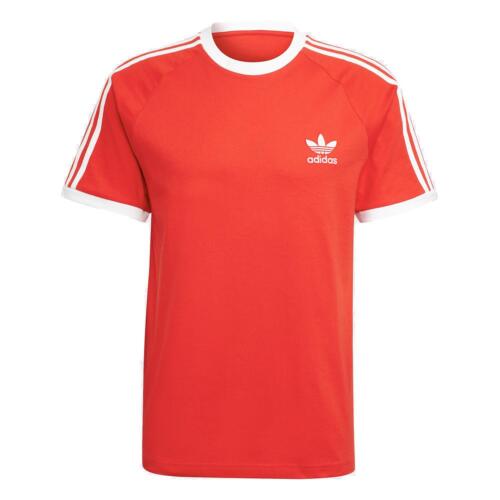 Adidas Original HERREN Adicolor 3-STRIPE T-Shirt Rot Weiß Retro Neu BNWT Og - Bild 1 von 5
