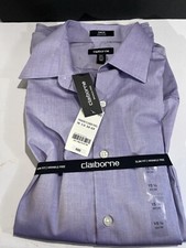 Men  s Claiborne slim fit wrinkle free 15.5 size purple color Dress Shirt