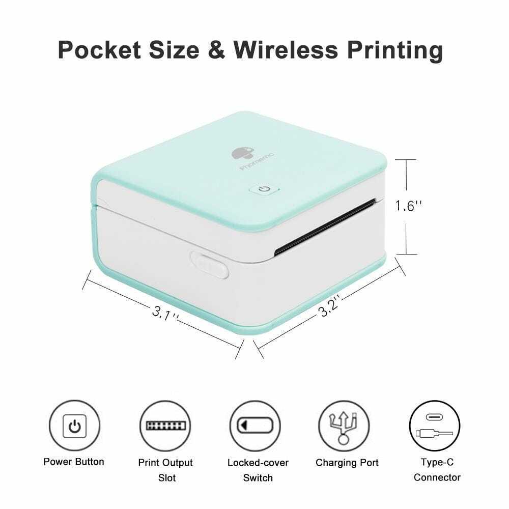 Mini Pocket Drucker - Phomemo M02Pro Mini Wirelss Drucker, 300DPI  Foto-Drucker Kompatibel Mit IOS & Android, Tragbarer Wireless Sticker  Drucker Für
