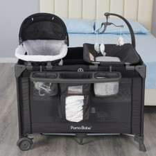 Unisex Nursery Center Playard with Bassinet  Changing Table, Black