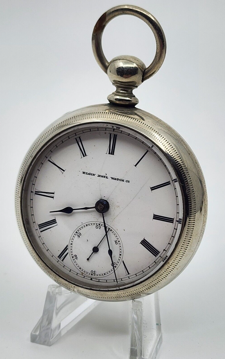 Antique Elgin 1884 Grade 7j 18s Oresilver Pocket Watch Runs