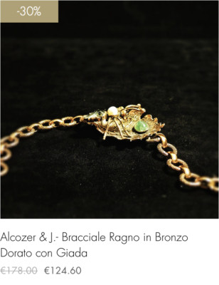 Alcozer & J.- Armband aus vergoldeter Bronze mit Jadeperle und Quarz (-30% Rabatt)