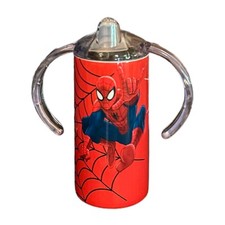 12oz 2 in 1 Stainless Steel Dual Lid Sippy Cup Spiderman Personalized Cartoon