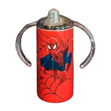 12oz 2 in 1 Stainless Steel Dual Lid Sippy Cup~Spiderman~Personalized~Cartoon