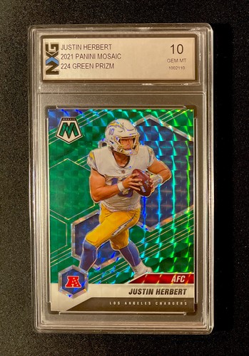 Justin Herbert 2021 Mosaic Green Prizm #224 Graded NXG 10 Gem Mint - Bild 1 von 3