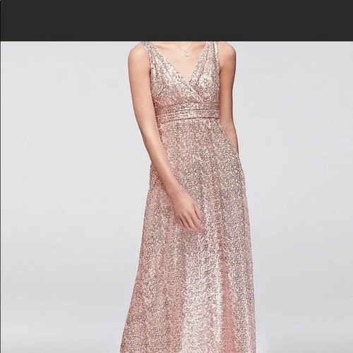 David's Bridal Rose Gold Sequins Bridesmaid dress size 22 eBay