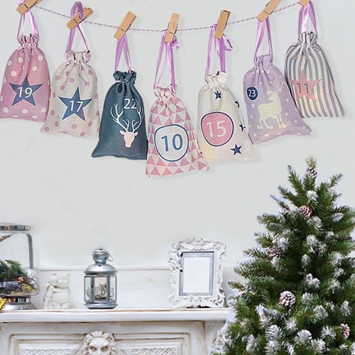 24 Days Countdown 24 Arrival Calendar Hanging Bag Party Home Decor - Picture 9 of 18