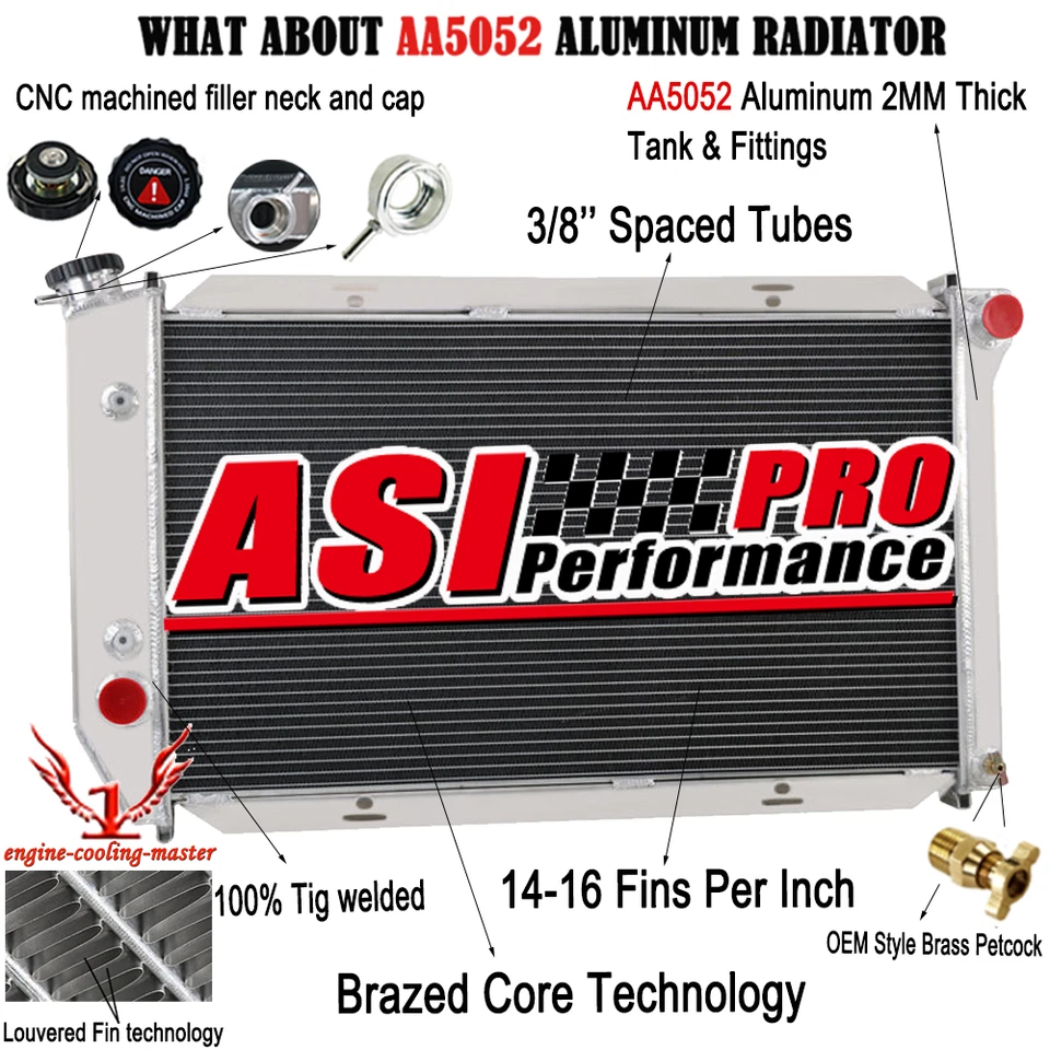 4 Row Radiator+Shroud Fan For 1972-1979 1978 1973 Ford Thunderbird LTD II V8 ASI - Image 2 of 4