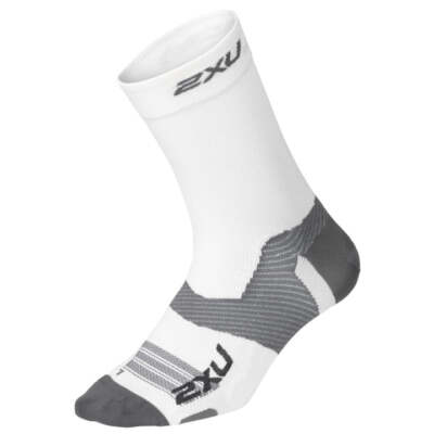 2XU Vectr Ultralight Crew Compression Socks White/Grey XL Plantar Fascia Support