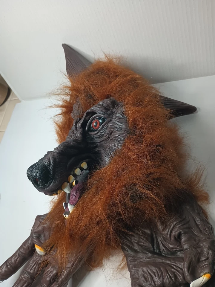 Disfraz de Halloween Big Bad Wolf máscara y guantes talla única adulto totalmente ghoul Foto 4 de 4