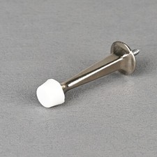 4Pcs Door Stoppers, Zinc Alloy Solid Rigid Door Stop with Screws Silver Tone