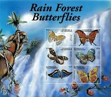 St. Vincent 2001 - SC# 2921 Rain Forest Butterflies, Monkey - Sheet of 6 - MNH