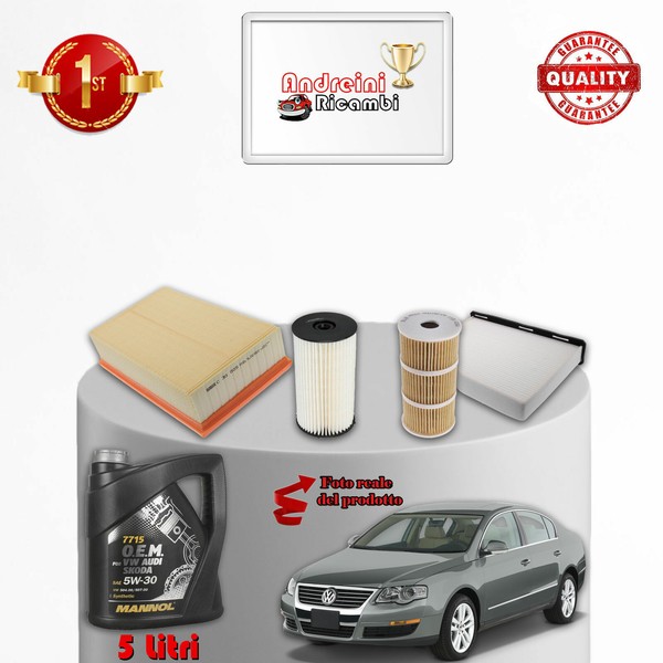 Set Service 4 Filter Und ÖL TSI Passat VI 3C 1.6 Tdi 77KW 105CV Von 2009->-image