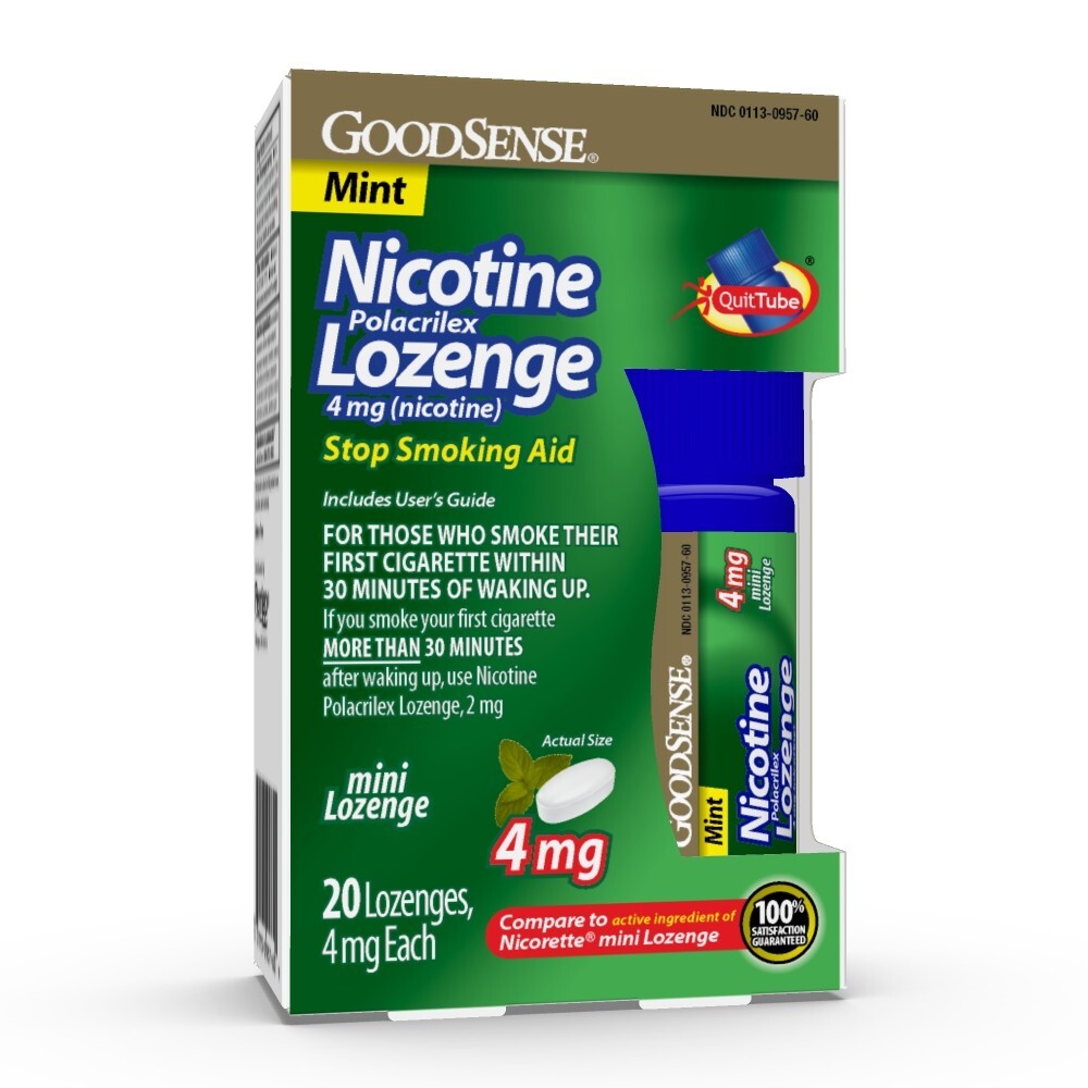 GoodSense Mini Nicotine Lozenge, 4 mg, Mint, 160 Ct (8 x 20 Ct), Exp 04