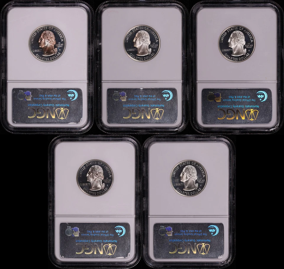 2000-S SC, NH, MD, VA, & MA Silver State Quarter 5 Coin Set NGC PF-69 UC - Image 2 of 2