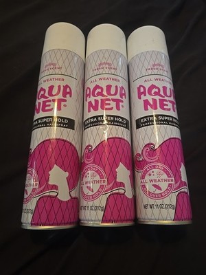 AQUA NET Hairspray FRESH SCENT -  EXTRA SUPER HOLD 11oz ( 3 pack ) pink