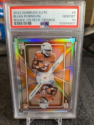 2023 BIJAN ROBINSON 7/25 PSA 10 Donruss Elite Rookie On Deck Orange #5 (RC)