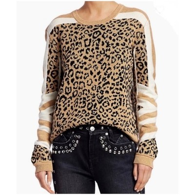 Current/Elliott Women s Sz S Leopard Sweater Wool Cashmere Colorblock Duvall
