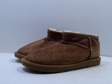 UGG Women's Classic Ultra Mini Booties -Distressed Brown Leather - Size 6 - New