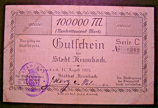 335 Krumbach Stadt ★★★ 100000 Mark 11. Aug. 1923 ★★★