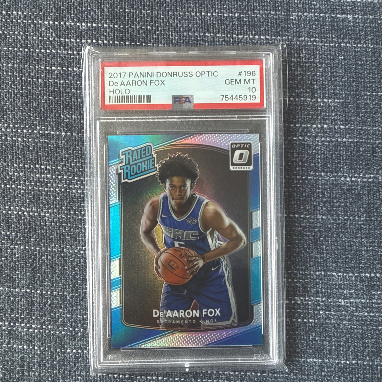 2017 Panini Donruss Optic Silver Holo #196 De'Aaron Fox RC Rookie PSA 10 Kings