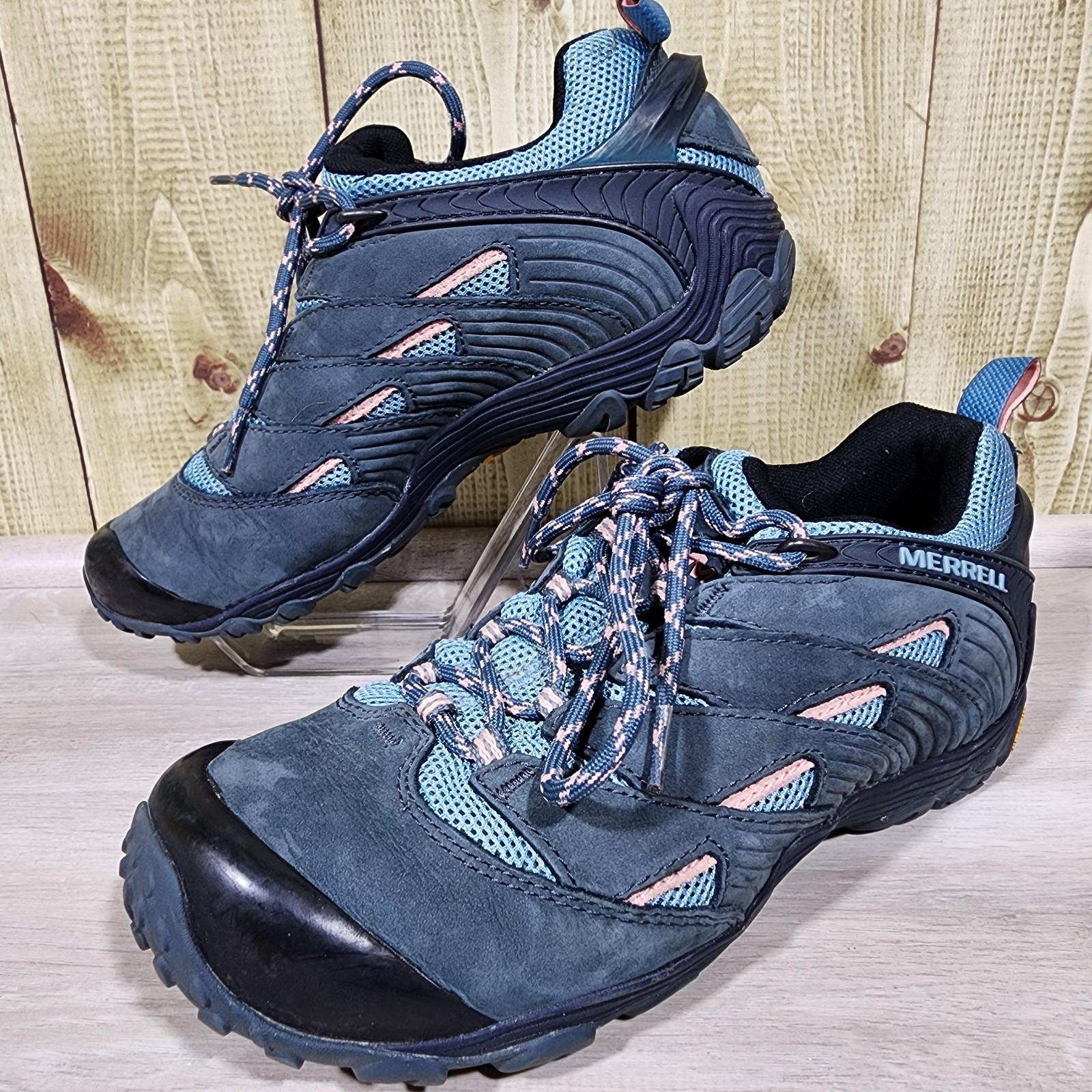 Scarpe da trekking Merrell Ridgepass donna taglia 8 5 blu ardesia guscio d'uovo outdoor