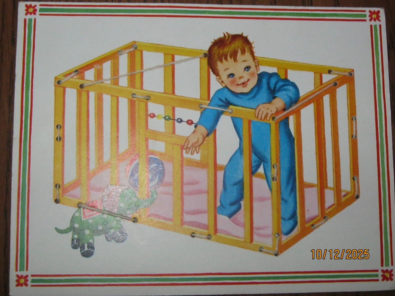 SET OF 6 VINTAGE WHITMAN SEWING LACE UP CARDS 1950s ERA 6" x 8"