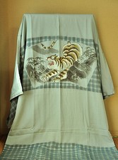Vintage Japanese Kimono Silk Men s Juban Aqua-Gray/Tiger/Checkered Pattern