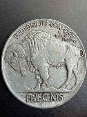 1913-S Buffalo Nickel Type 2 - Key Date US Five Cents Coin - Clear S Mint Mark