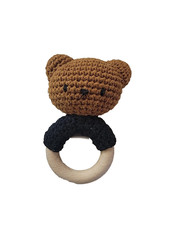 Just Dutch Miffy Teddy Bear Crochet Plush Brown rattle Baby toy Handmade