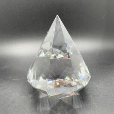 Tiffany & Co Signed Diamond Shaped Glass Crystal Paperweight